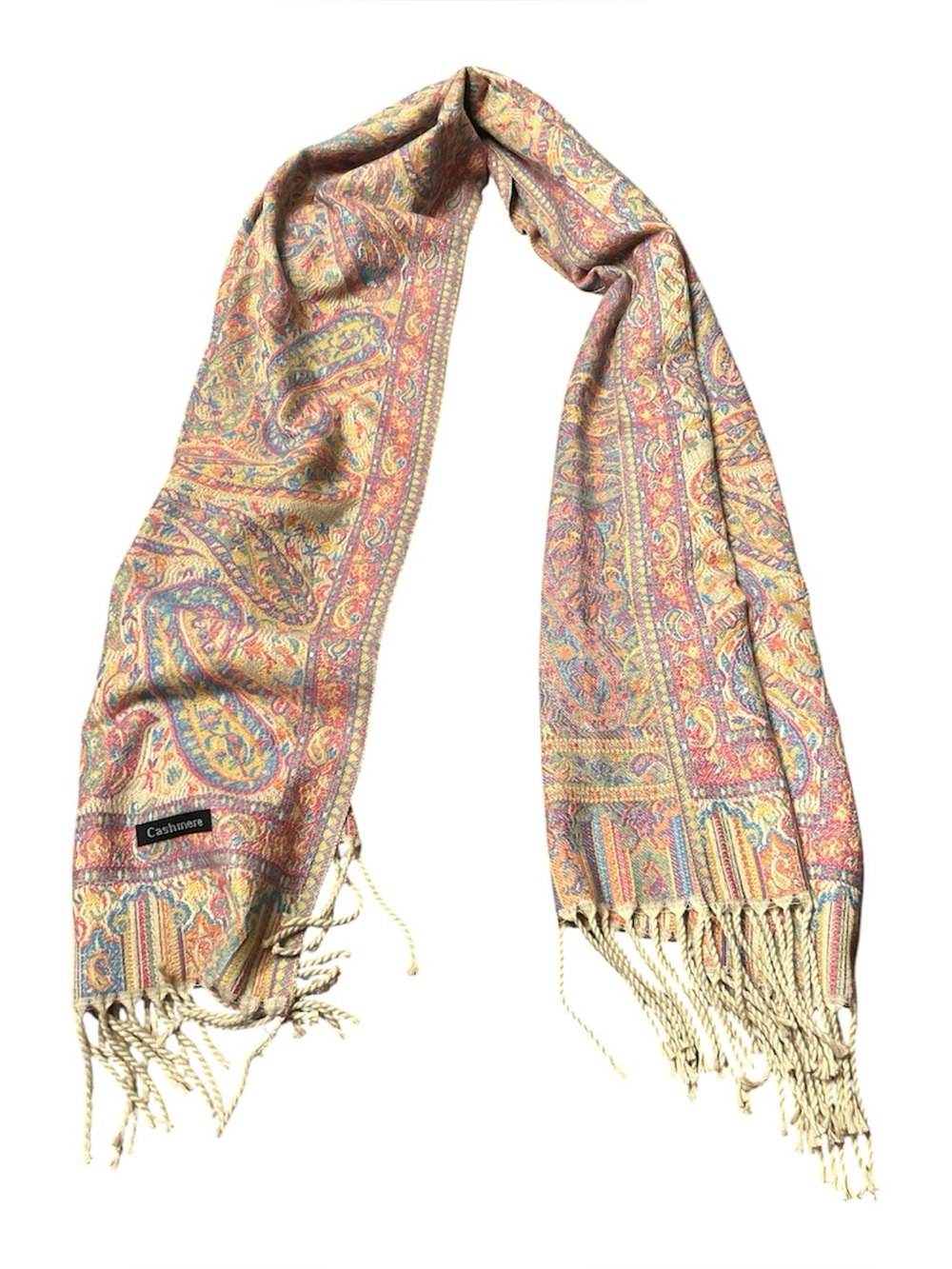 Cashmere Paisley Scarf Multicolor Turkish Istanbul Fringe Oversized